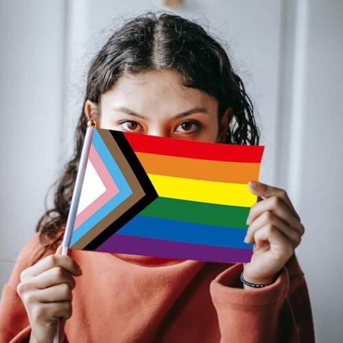 10pcs Rainbow Stick Flag Handheld Rainbow Lesbian Gay Pride Flags On Sticks for Party Peace Parade Banner Hanging Home Decor
