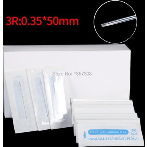 100 Pcs Microblading Tattoo Needles 3R Disposable Sterilized Needles Permanent Makeup Eyebrow Lip Eyeline Needles