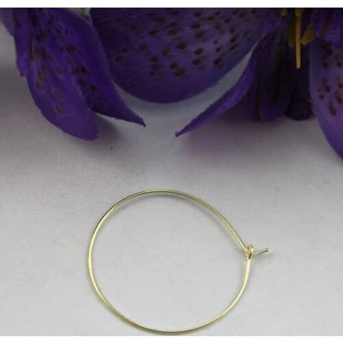 1000PCS Gold Color Plated Wine Glass Charm Hoops Ear Wires 30mm #22497
