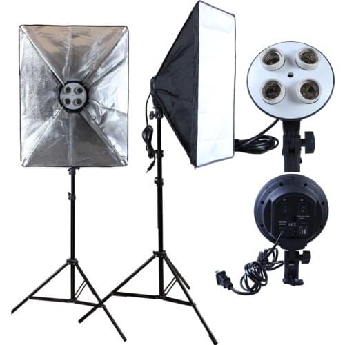 2pcs Photography Softbox Lighting Kits Four Lamp 50x70CM Softbox Professional Continuous Light System For Photo Studio Equipment