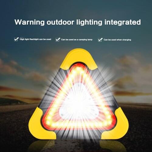 2020 Car Warning Light Safety Tripod Triangular Solar LED Emergency COB Rechargeable Strong Floodlight Car Accessories 6400 MA
