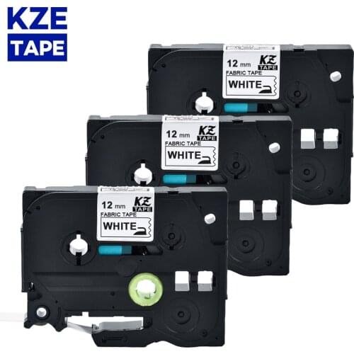 3PCS 12mm Tze-FA231 Fabric Iron-on Black on White Laminated Label TapeLabel Tapes Tze FA231 tze FA231 tze-FA231 for P-touch PT