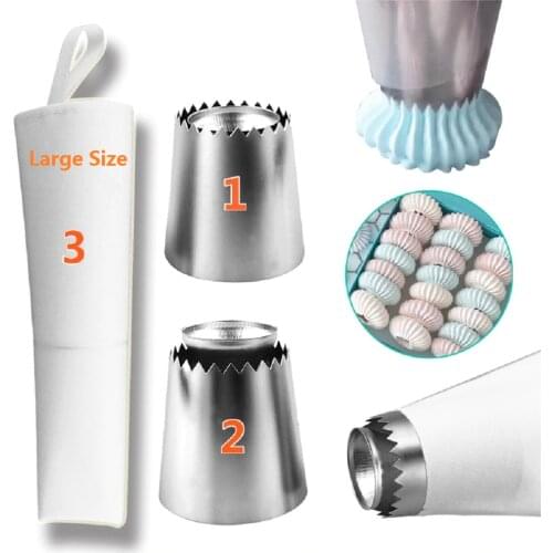 3pcs/set Cookie/Biscuit Ice Cream pastry tips cake mold cake decorating tools Icing Piping Nozzles+ Cotton Pastry Bags for Cream