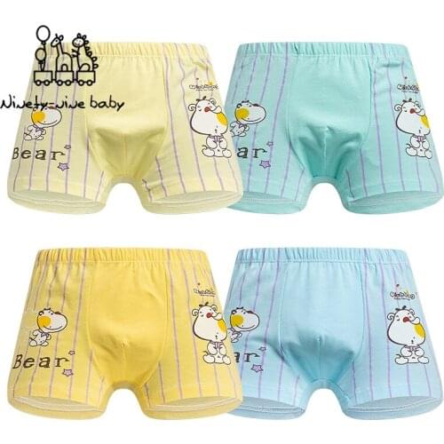 4Pcs/lot Kid Boys Cotton Underwear Lovely Cartoon Animal Striped Print Boxer Underpants Boys Panties Kids Underwear Baby Clothes