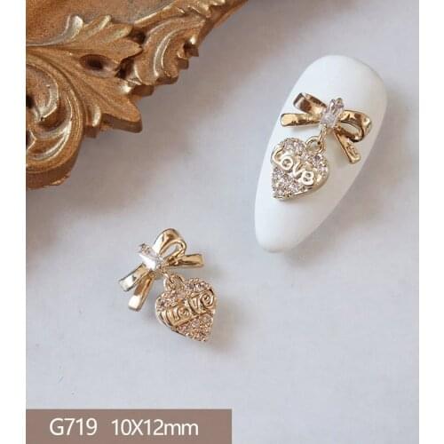5pcs/lot Luxury Love Tassel 3D Alloy Nail Art Zircon Crystal Metal Manicure Nails Accesorios Supplies Decorations Charms G719