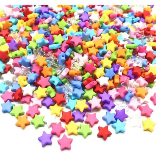100pcs 9mm Acrylic Spacer Beads Five-pointed Star Rainbow Color Beads For Jewelry Making