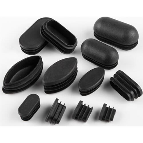 Black Oval Oblong Rectangle Plastic Blanking End Cap Tube Pipe Inserts Plug Bung Furniture Protection Gasket Dust Seal