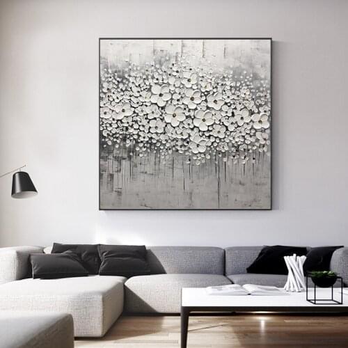 Nordic Style Pure hand-painted Oil Painting Decorative Painting Abstract Floral Paintings Thick Oil Painting Restaurant Bedroom