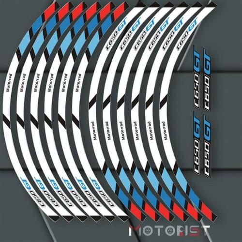 For BMW C650GT a set of 12pcs high quality motorcycle wheel decals waterproof Reflective stickers rim stripes