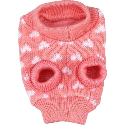 Dog Pet Puppy Cat Jumper Knit Sweater Clothes Knitwear Coat Warm Costume Apparel XS Pink(Peach heart)