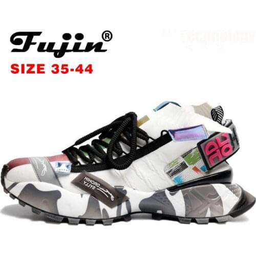 Fujin square heel Women Boots Platforms Zapatos Mujer PU Leather Thigh High Pump Boots Motorcycle Shoes high boots ankle leather