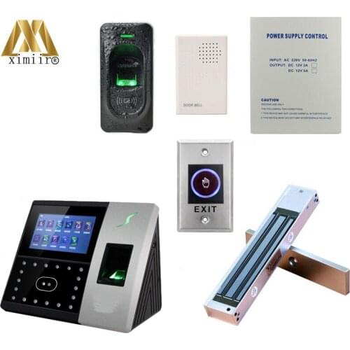 Face Access Control Fingerprint & Card Time Attendance With Lock,Power Supply,Fingerprint Reader,Door Bell,Exit Button