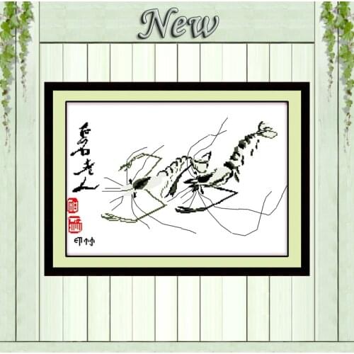 Prawns Chinese style home wall decor painting counted print on canvas DMC 11CT 14CT Cross Stitch kits embroidery needlework Sets