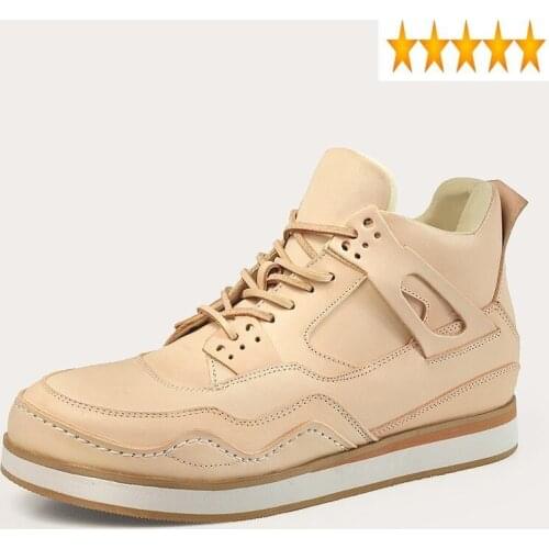 Real Handmade Italy Leather 100% Sneakers Unisex Designer Lace Up High Top Casual Plus Size 45 Patchwork Skateboard Shoes