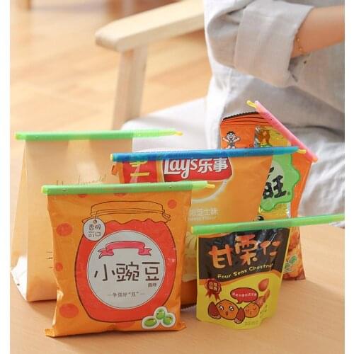 Kitchen helper bag clips plastic sealer sealing clip pinza para alimentos magic bag sticker home organization and storage tool