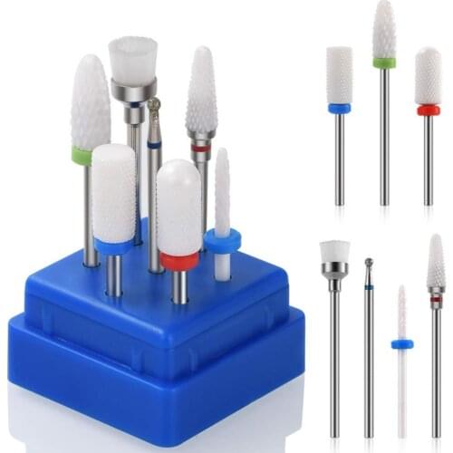 7pcs Nail Drill Bit Combined Milling Cutters Set For Manicure Ceramic Grinding Head Kit Electric Removing Gel Polishing Tools
