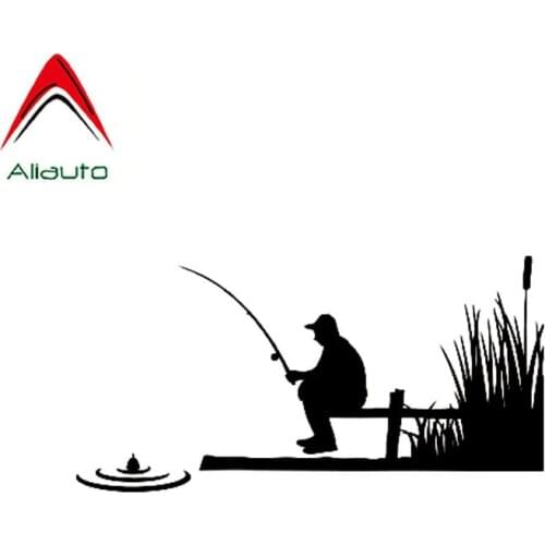Aliauto Creative Fashion Car Sticker Fishing Man Auto Accessories Cool Vinyl Decal Sunscreen Cover Scratches,17cm*9cm