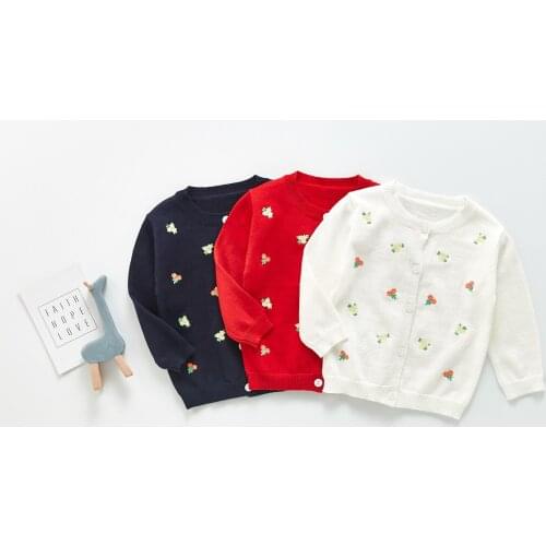 2021 summer new girls knitted air-conditioning cardigan jacket small flower embroidery top knitted sweater