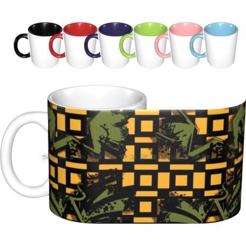 New Urban Team Camouflage. Ceramic Mugs Coffee Cups Milk Tea Mug Small Cage Yellow Black Trend Winter Summer Trend 2020 Fashion