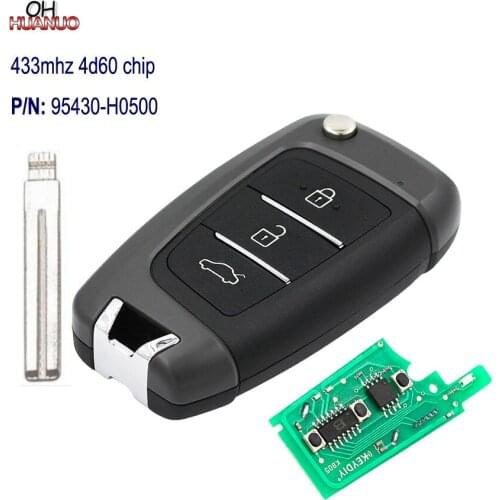 Upgraded Folding Flip Remote Key Fob 433MHz 4D60 Chip for Hyundai Accent 2018-2019 P/N: 95430-H0500