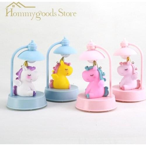 Adult Children Gift Unicorn Small Night Lamp Ornament Pink Girl With MusicTable Lamp Decoration Gift Figurines Decoration Crafts
