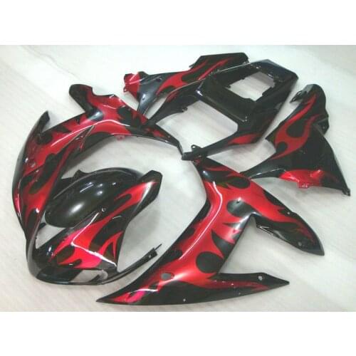 Full injection mold fairings kit for YAMAHA 2002 YZF R1 2003 R1 02 03 red flame fairing repair parts