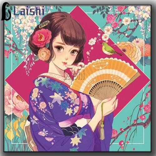 Full round Diamond Cartoons 5D DIY Diamond Painting Japanese beauty Embroidery Cross Stitch Rhinestone Mosaic Painting Decor