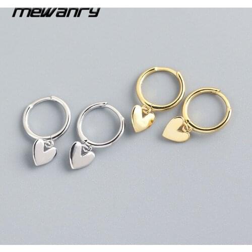 Mewanry 925 Sterling Silver Hoop Earrings for Women New Trendy Elegant Sweet LOVE Heart Party Jewelry Birthday Gifts Wholesale