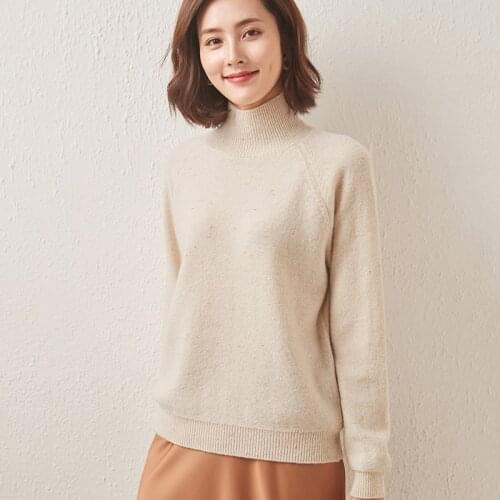 2021 Autumn/Winter Women Jumpers 100% Wool Knitting Pullovers High Collar Jackets Long Sleeve Thicker And Soft Clothes