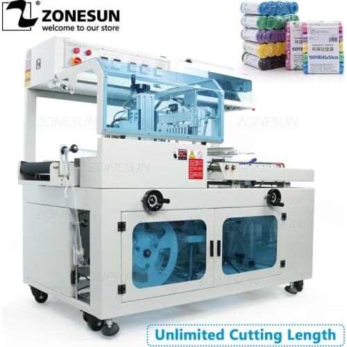 ZONESUN Side Sealing Cutting Machine Automatic Shrink Film Wrapping Cosmetics Book Food Drink Software Packing Machine