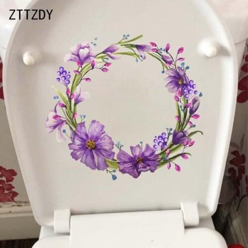ZTTZDY 23.4*21.2CM Hand Drawn Cartoon Wreath Home Wall Sticker Decal WC Toilet Decoration T2-0412