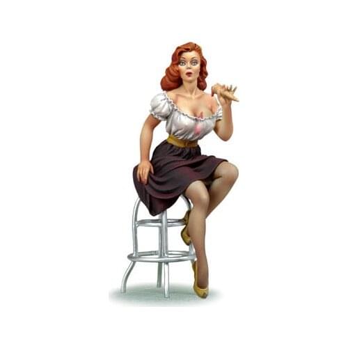 1/22 80mm modern woman sit with chair Resin figure Model kits Miniature gk Unassembly Unpainted