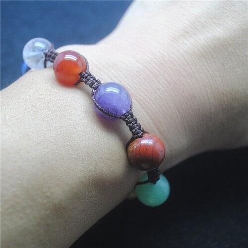 1PC New Flexible Gem Stone Bracelets Seven Diffferent Stone Simple Jewelry Round And Square Shape 12MM