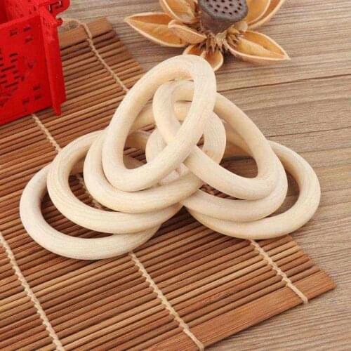 10pcs Baby Wooden Teething Rings Baby Teething Rings Natural Safe Baby Teethers Ring Accessories DIY Wooden Jewelry Making Craft