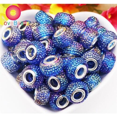 10Pcs Assortment Color 3D Round Spacer Charms Big Hole European Beads for Women Bracelet Jewelry Hair Beads Key Chain DIY Charms