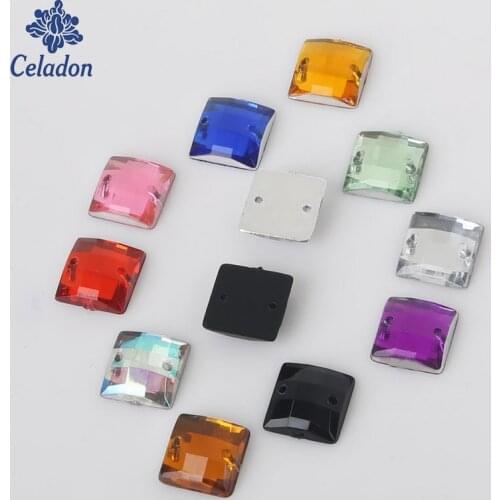 11 Color 10x10MM 100pcs Square Grid Acrylic Crystal Sew On Flat Drill for Clothing Shoes Wedding Decoration DIY Craft