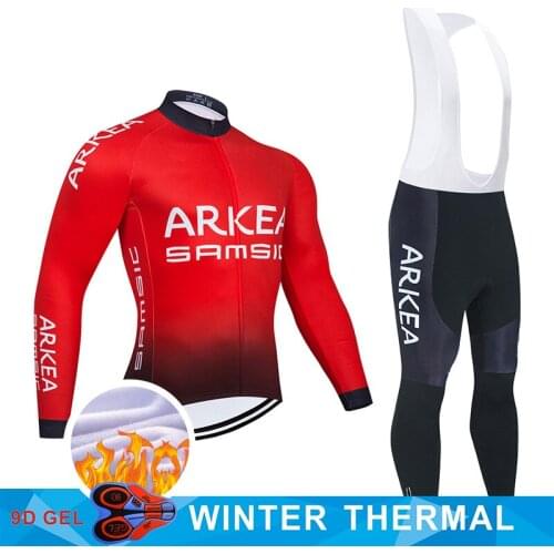 2021 Team ARKEA Winter Cycling Clothing Set MTB France Bicycle Clothes Thermal Fleece Bike Jersey Mens Winter Cycling Wear