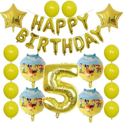 30pcs Cartoon Layout Farm Foil Helium Balloons Birthday Theme Party Decoration Childrens Toys 30inch Number Air Globos Supplies