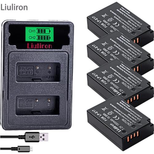 4x 1500mah LP-E17 LPE17 LP E17 Camera Battery +LCD Dual USB Charger for Canon EOS M3 M5 M6 750D 760D T6i T6s 800D 8000D Kiss X8i