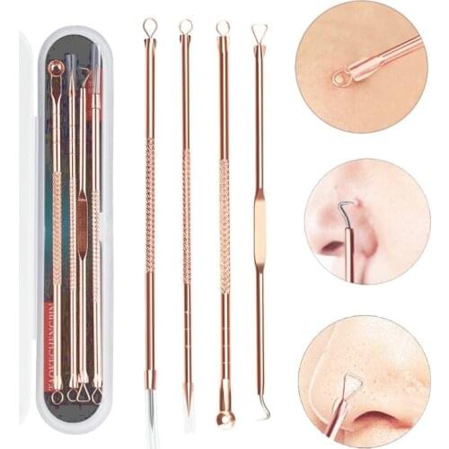 4 5 Pcs Stainless Steel Blackhead Remover Tool Kit Face Massage Whitehead Pimple Spot Comedone Acne Extractor Face Massager