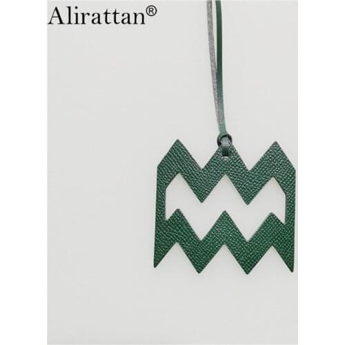 Alirattan New 12 Zodiac Aquarius Horoscope Constellation Keychain Pendant Women Backpack Bag Charm Fashion Genuine Leather Charm