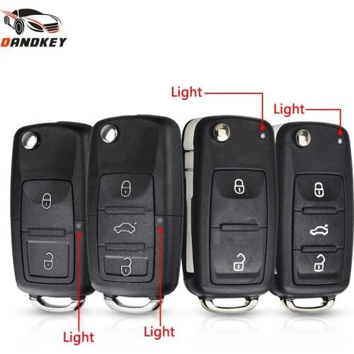 Dandkey 40pcs 2/3 Buttons Folding Car Flip Key Shell For VW Volkswagen Polo Passat B5 Tiguan Golf Seat Skoda Auto Key Blank Case
