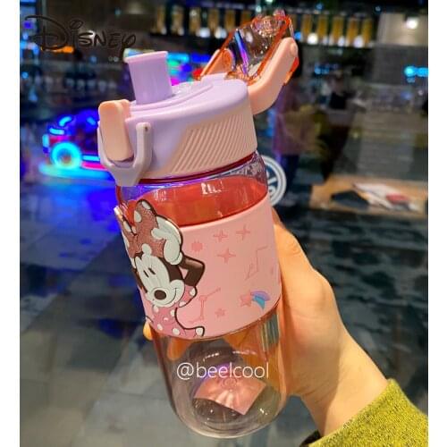 Disney Kids Summer Water Cup Mickey Straight Drinking Pot Male and Female Student Sports Portable Plastic Sippy Cup 690ml