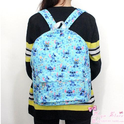 Disney Stitch cartoon children backpack bag for school Canvas tote Leisure middle school student bookbag fashion travel