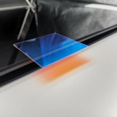 Dichroic Glass Plate Optical Glass Refracted Through Orange Reflection Blue 44mm
