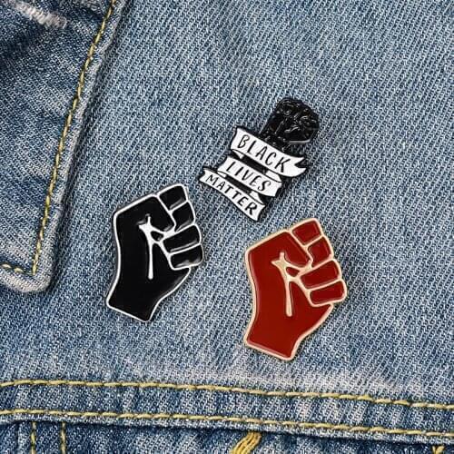 Rist Enamel Pins Custom Black White Red Banner Brooch Lapel Pin Shirt Bag Badge Black Lives Matter Jewelry Gift for Friends