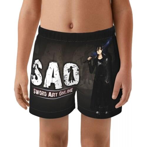 Sword Art Online Hot sell swimming Trunks boys Beach shorts Swimwear with Pocket trunks cute springs Sports suit kid Swimsuit