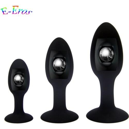 ORISSI Black Anal Sex Toys Silicone Anal Muscles Trainer with Suction Cup Sex Product Butt Plug Anal Masturbator Toys