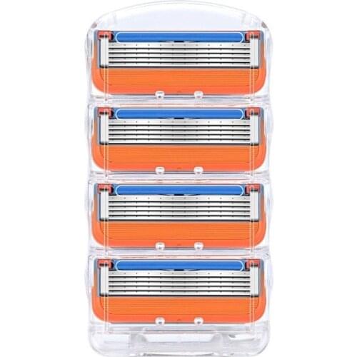 4pcs/lot Razor Blade For Men Face Care 5+1Layers Shaving Cassette Stainless Steel Safety Blades Suit Gillette Fusione