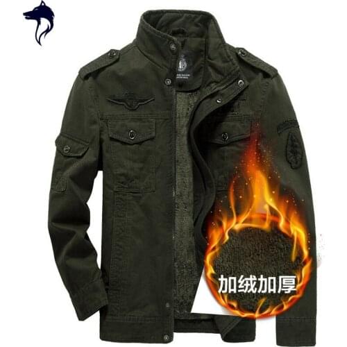 Mens Winter Fleece Jacket Warm Cargo Stand Collar Military Thicken Cotton Jackets Coat